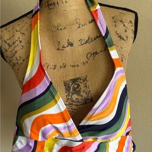 NWT Anne Cole Multicolor Striped Halter Top